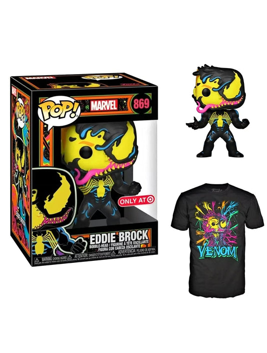 Funko Pop! Eddie Brock 869 Tee Box Set (Blacklight) (L) Target Excl.