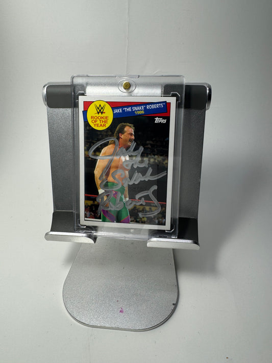 2015 WWE Topps Heritage 1986 Rookie of the Year Jake "The Snake" Roberts Trading Card Signed by Jake Roberts